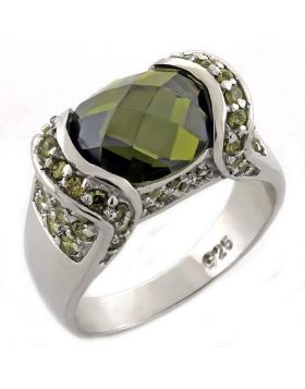 Ring 925 Sterling Silver High-Polished AAA Grade CZ Peridot