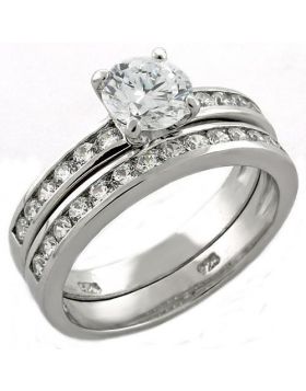 Ring 925 Sterling Silver Rhodium AAA Grade CZ Clear