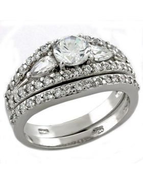 Ring 925 Sterling Silver Rhodium AAA Grade CZ Clear