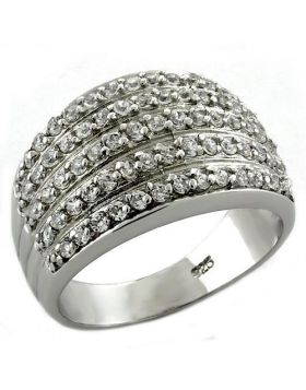 Ring 925 Sterling Silver Rhodium AAA Grade CZ Clear