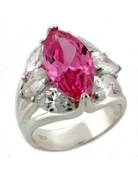 Ring 925 Sterling Silver High-Polished AAA Grade CZ Rose