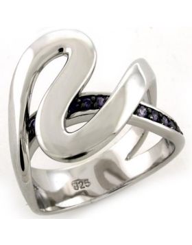 Ring 925 Sterling Silver Rhodium AAA Grade CZ Amethyst