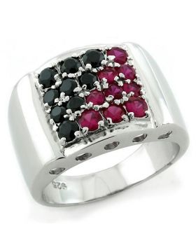 Ring 925 Sterling Silver Rhodium AAA Grade CZ Multi Color
