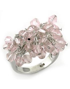Ring 925 Sterling Silver High-Polished Synthetic Light Rose Acrylic