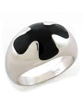 Ring 925 Sterling Silver Rhodium Epoxy Jet