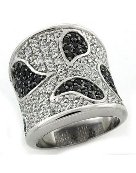 Ring 925 Sterling Silver Reverse Two-Tone AAA Grade CZ Multi Color
