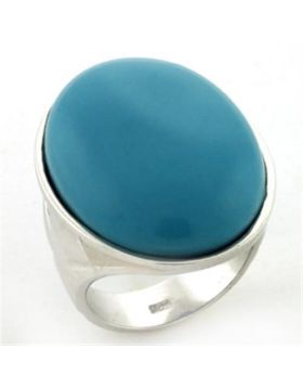 Ring 925 Sterling Silver Rhodium Synthetic Turquoise Synthetic Stone