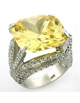 Ring 925 Sterling Silver Rhodium AAA Grade CZ Topaz