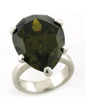 Ring 925 Sterling Silver Rhodium AAA Grade CZ Olivine color
