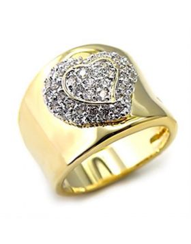 Ring 925 Sterling Silver Gold+Rhodium AAA Grade CZ Clear