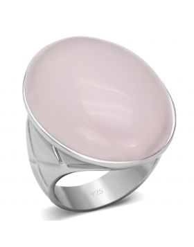 Ring 925 Sterling Silver Rhodium Precious Stone Light Rose PINK CRYSTAL