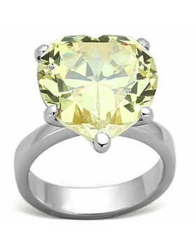 Ring 925 Sterling Silver Rhodium AAA Grade CZ Citrine Yellow