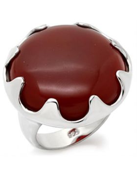 Ring 925 Sterling Silver High-Polished Semi-Precious Ruby Agate