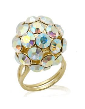 Ring 925 Sterling Silver Gold Top Grade Crystal White