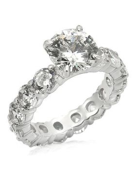 Ring 925 Sterling Silver Rhodium AAA Grade CZ Clear