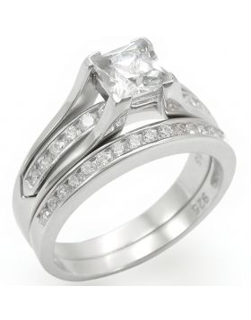 Ring 925 Sterling Silver Rhodium AAA Grade CZ Clear