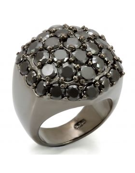 Ring 925 Sterling Silver Ruthenium AAA Grade CZ Jet
