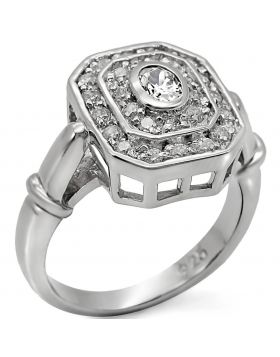Ring 925 Sterling Silver Rhodium AAA Grade CZ Clear
