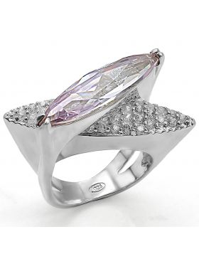 Ring 925 Sterling Silver High-Polished AAA Grade CZ Light Amethyst