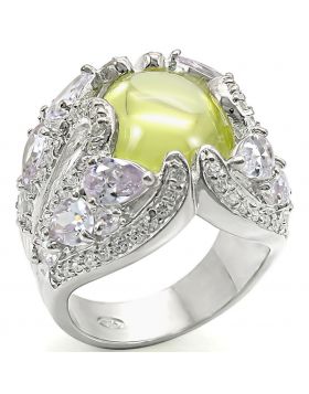 Ring 925 Sterling Silver High-Polished AAA Grade CZ Apple Green color