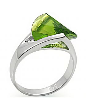 Ring 925 Sterling Silver Rhodium Synthetic Peridot Spinel