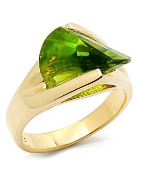 Ring 925 Sterling Silver Gold Synthetic Peridot Spinel