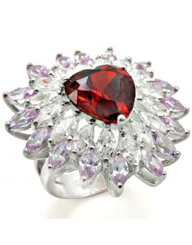 Ring 925 Sterling Silver High-Polished AAA Grade CZ Garnet