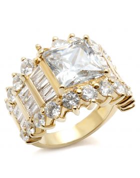 Ring 925 Sterling Silver Gold AAA Grade CZ Clear