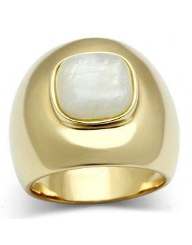 Ring 925 Sterling Silver Gold Semi-Precious White Moon Stone