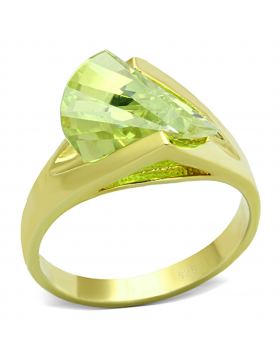 Ring 925 Sterling Silver Gold AAA Grade CZ Apple Green color