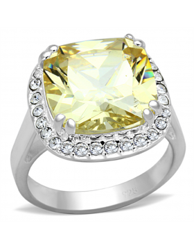 Ring 925 Sterling Silver Silver AAA Grade CZ Citrine Yellow