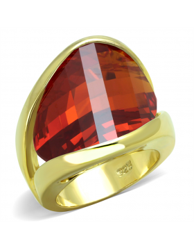 Ring 925 Sterling Silver Gold AAA Grade CZ Orange
