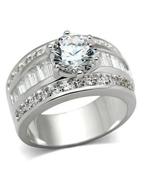 Ring 925 Sterling Silver Silver AAA Grade CZ Clear Round