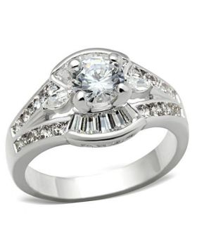 Ring 925 Sterling Silver Silver AAA Grade CZ Clear Round