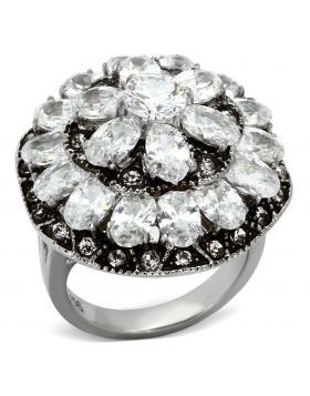 Ring Stainless Steel High polished (no plating) AAA Grade CZ Clear