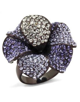 Ring Stainless Steel IP Dark Brown (IP coffee) Top Grade Crystal Multi Color