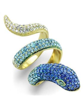 Ring Stainless Steel IP Gold(Ion Plating) Top Grade Crystal Multi Color
