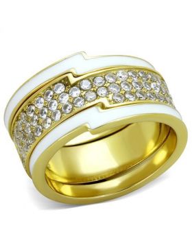 Ring Stainless Steel IP Gold(Ion Plating) AAA Grade CZ Clear