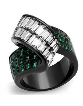 Ring Stainless Steel IP Black(Ion Plating) Synthetic Blue Zircon Synthetic Glass