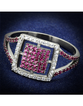 Ring 925 Sterling Silver Rhodium + Ruthenium AAA Grade CZ Ruby