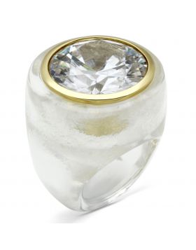 Ring Brass Gold AAA Grade CZ Clear Round