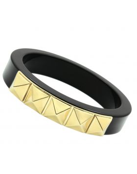 Bangle Brass IP Gold(Ion Plating) Synthetic Jet Synthetic Stone