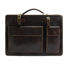 Daniele mini leather briefcase - Dark Brown