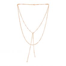 14k Rose Gold Two Strand Mixed Standard and Lariat Style Necklace