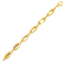 14k Yellow Gold Bracelet with Long Double Oval Links-7.5''