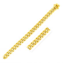 9.0mm 14k Yellow Gold Semi Solid Miami Cuban Bracelet-8.5''