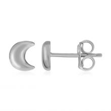 14k White Gold Post Earrings with Moons