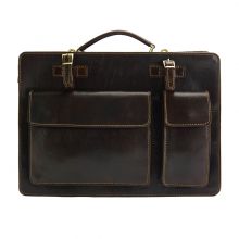 Daniele mini leather briefcase - Dark Brown