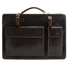 Daniele GM leather briefcase - Dark Brown