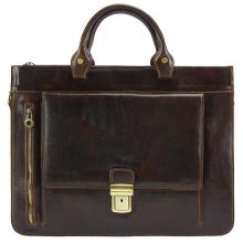 Donato leather Briefcase - Dark Brown